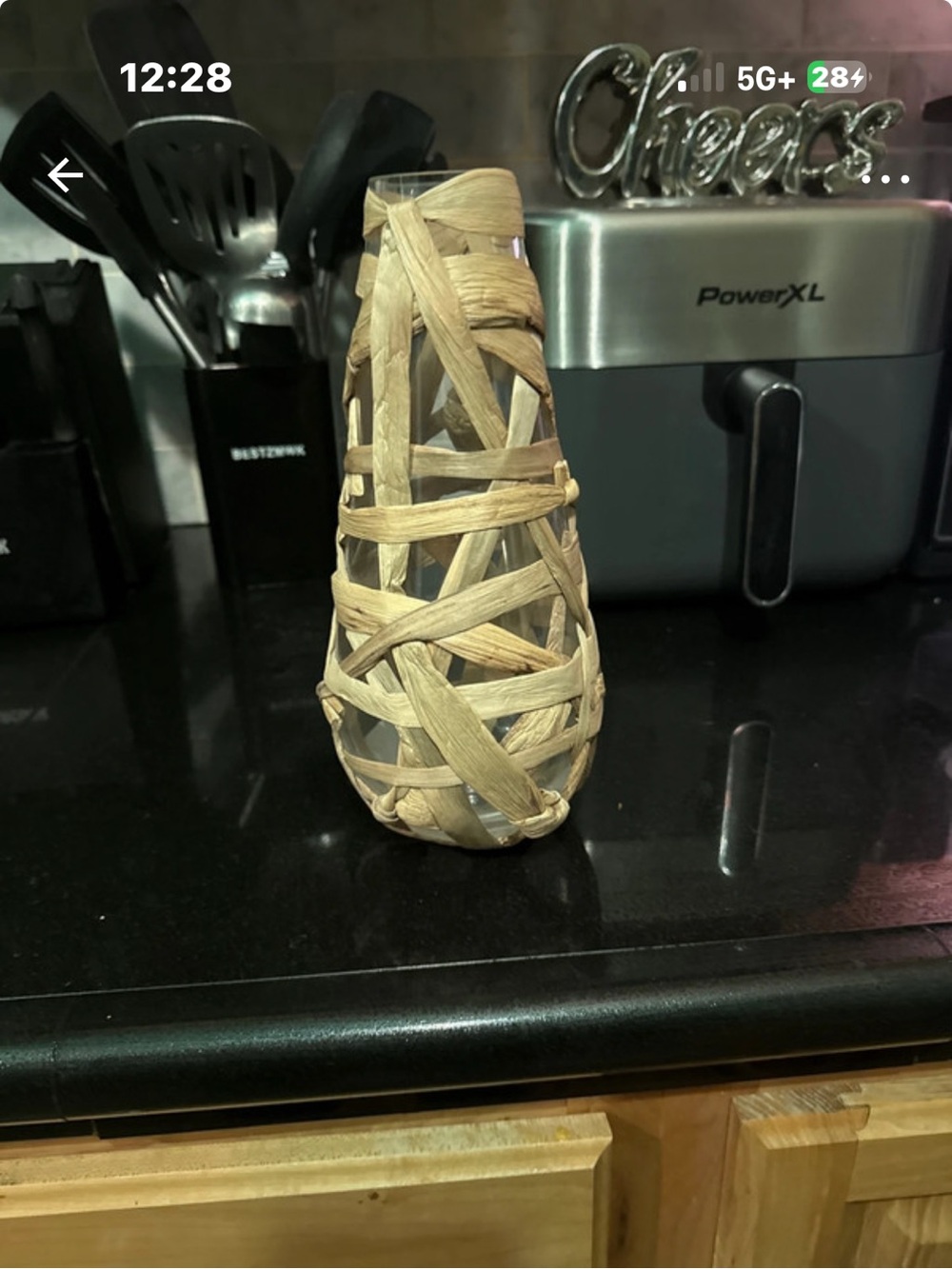 Natural Woven Decorative Vase - Neutral Tan
